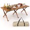 Costway Folding Aluminum Camping Table with Carry Bag Roll-Up Picnic Table with Wood Grain